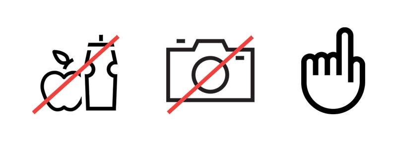 Icon of a camera with a red line across it