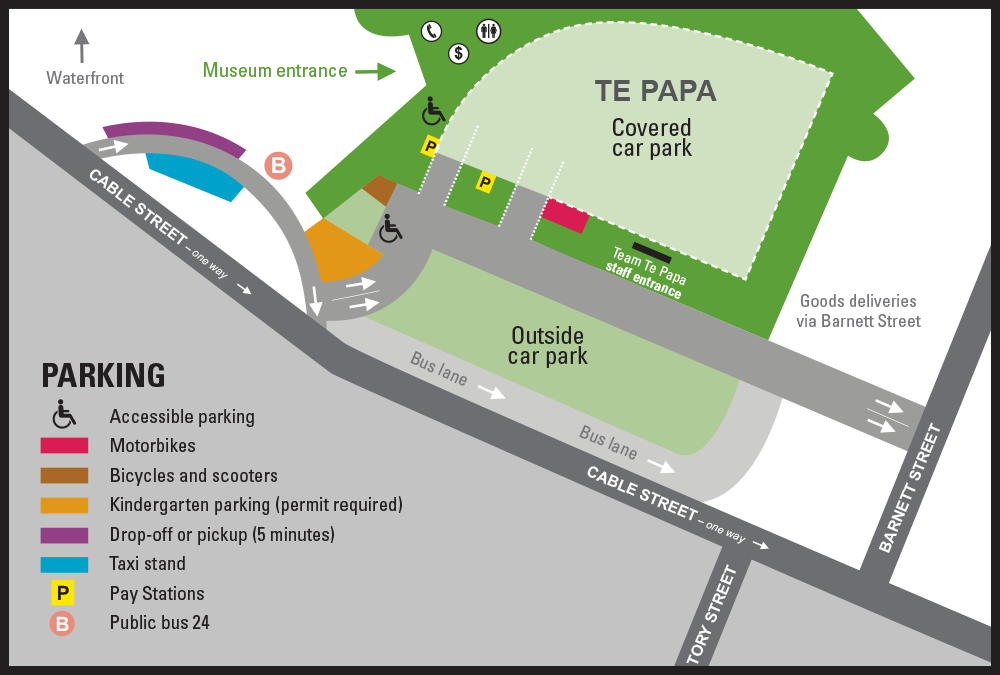 Parking at Te Papa map