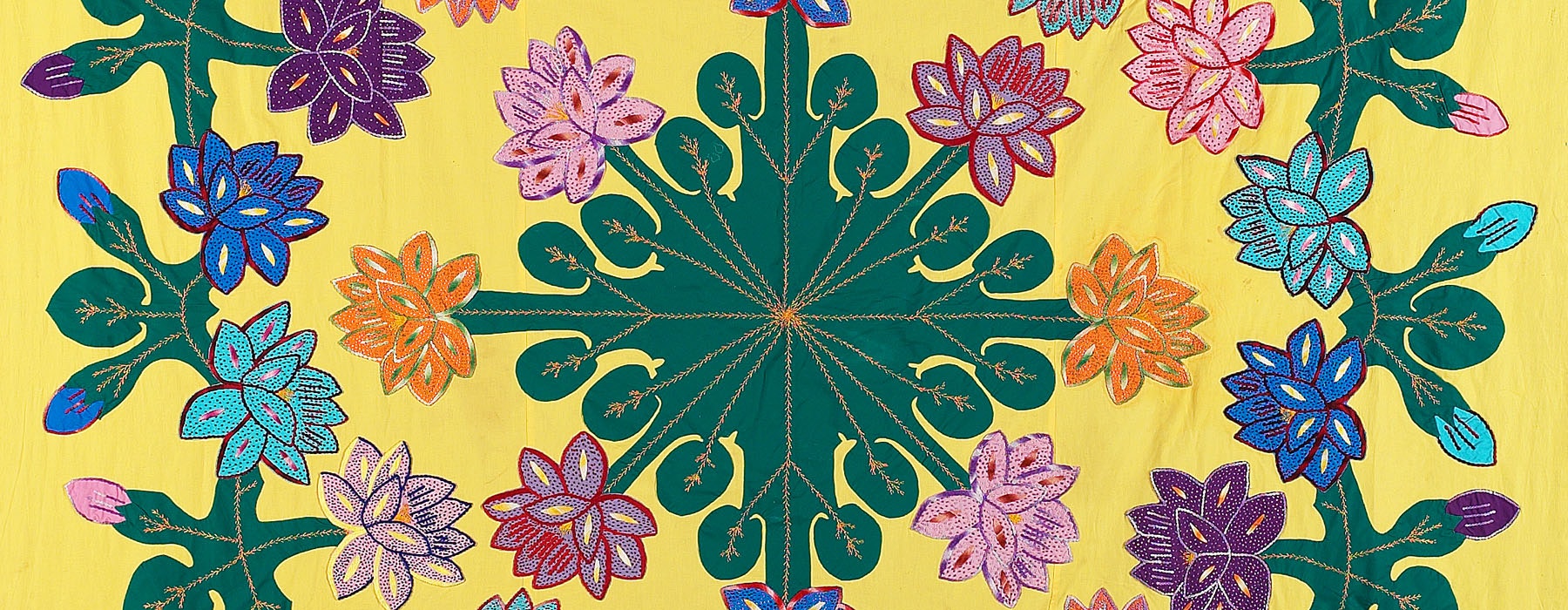 Tivaevae yellow patchwork quilt