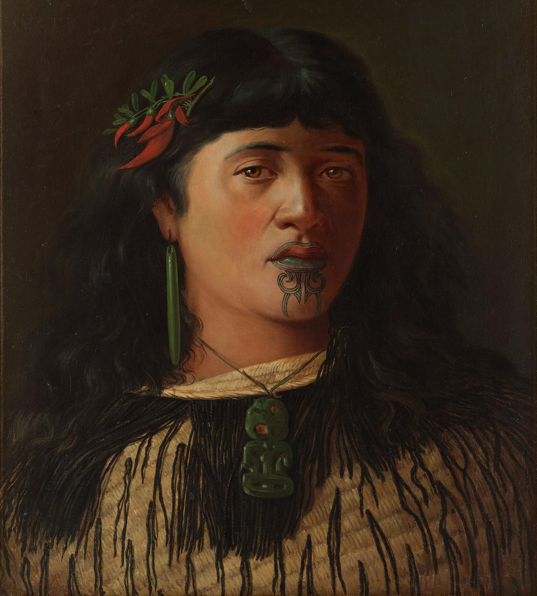 Oil painting of young Māori woman