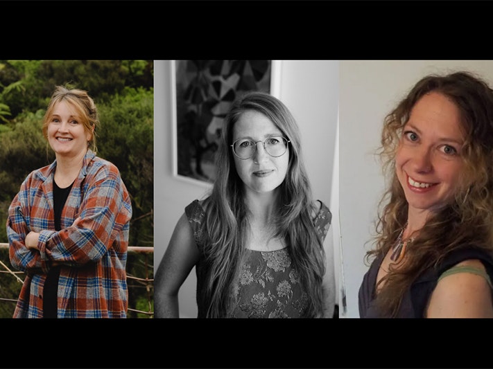 From left to right: Ruth Paul, Claire Mabey, and Juliette MacIver . Photos courtesy of the authors Three head-and-shoulders photos of three women smiling at the camera.