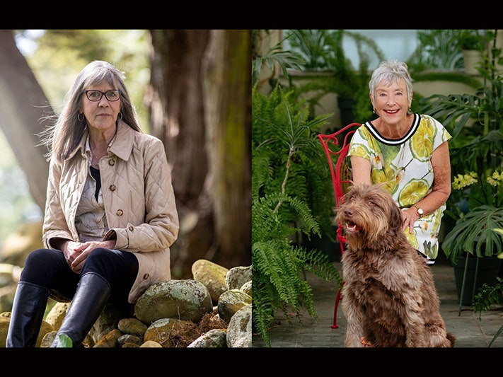 Left: Abby Letteri, photo by Russel Kleyn. Right: Marty Smith, photo by Florence Charvin A splite image of two women looking at the camera.