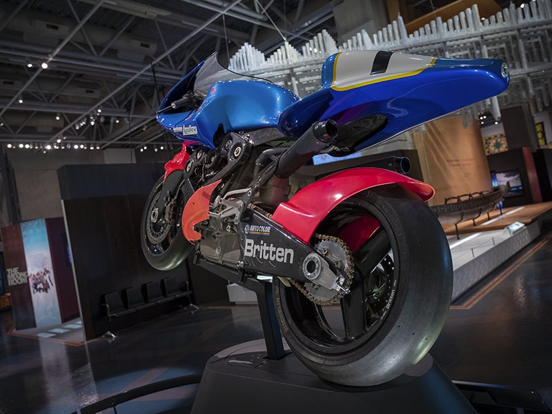 Close up of a motorbike in the museum