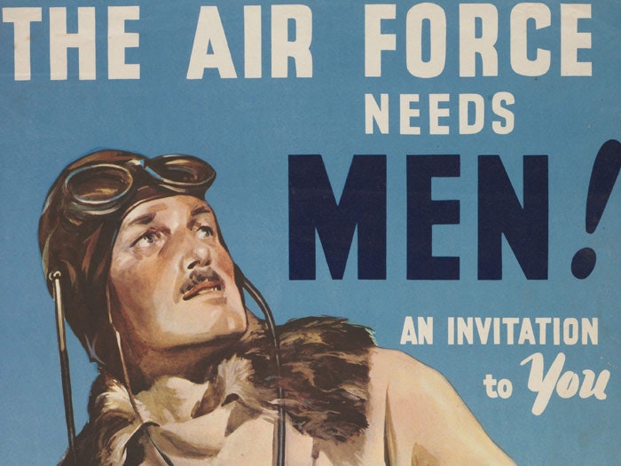 Poster, ’The Air Force Needs Men!’, Early 1941, Wellington, by Claude Wade, Wilson & Horton Ltd. Gift of Mr C H Andrews, 1967. Te Papa (GH014039)