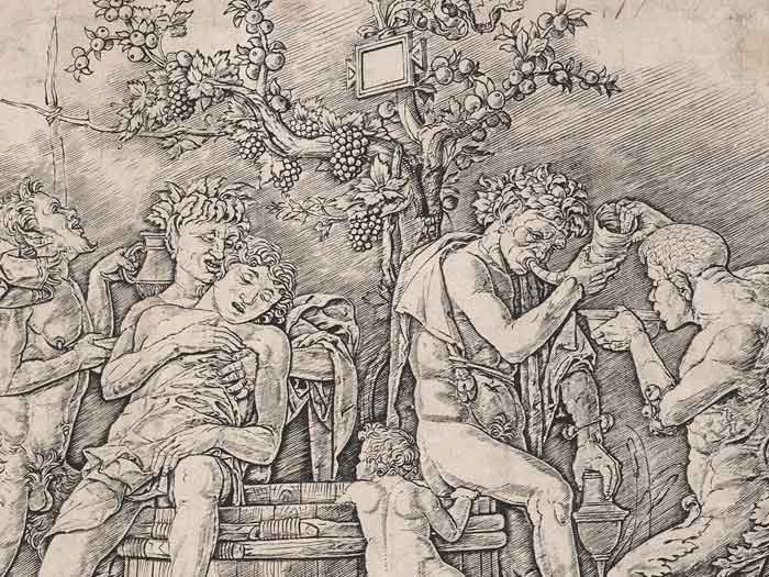 Bacchanal with a wine vat., circa 1475, Mantua, by Andrea Mantegna. Gift of Bishop Monrad, 1869. Te Papa (1869-0001-308)