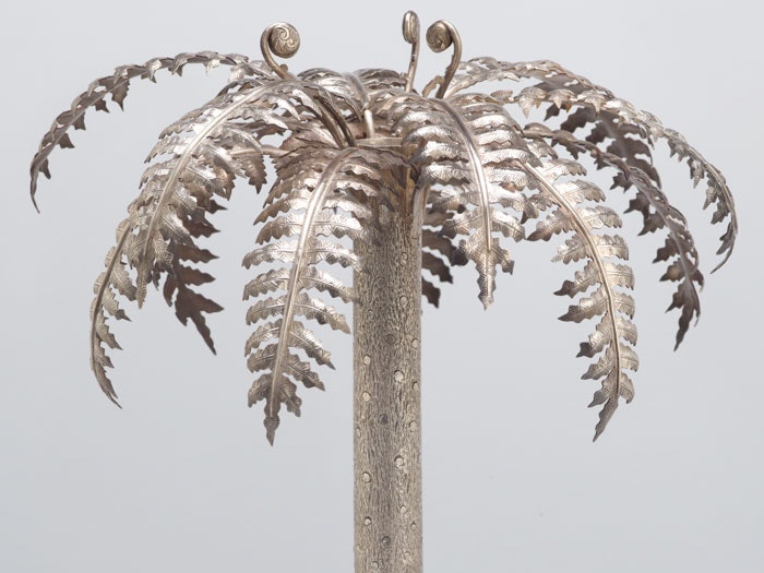 Table centrepiece, in the form of a Mamaku (tree fern), circa 1890, New Zealand, by Frank Grady. Purchased 1987 with Charles Disney Art Trust funds. CC BY-NC-ND licence. Te Papa (GH003567)