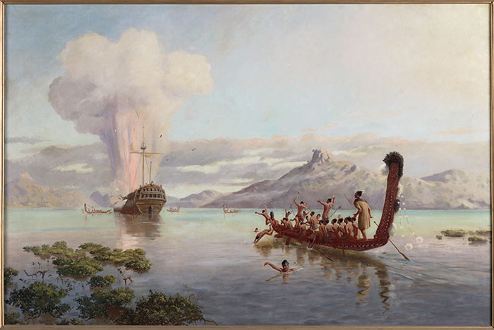 The blowing up of the Boyd, 1889, Auckland, by Louis John Steele, Kennett Watkins. Purchased 1992 with New Zealand Lottery Grants Board funds. Te Papa (1992-0019-2)