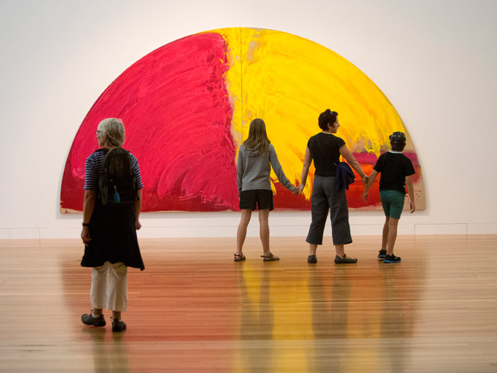 Visitors to Ngā Toi Season 4, 2015. Photograph by Michael Hall. Te Papa