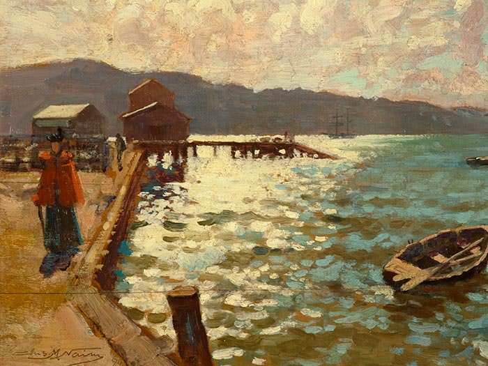 Wellington Harbour, 1894, Wellington, by James Nairn. Gift of Miss Mary Newton, 1939. Te Papa (1939-0009-2) Sparkling harbour scene