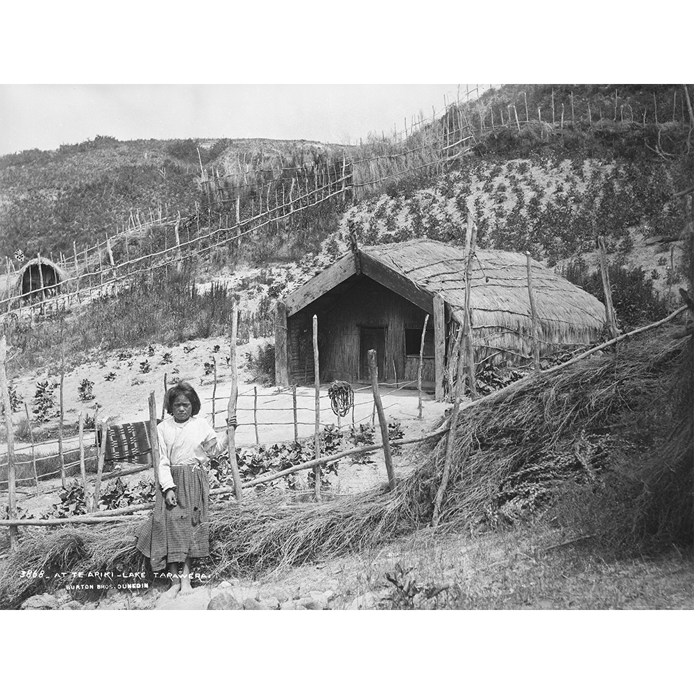 A Māori girl stands in a garden