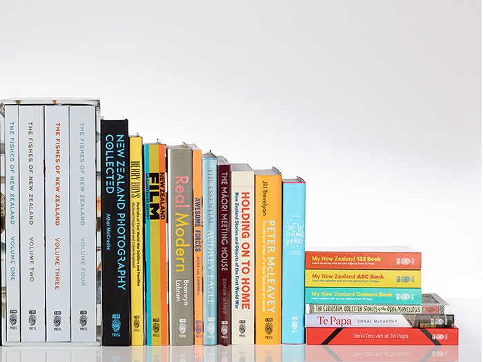 Selection of Te Papa Press titles, 2018. Photograph by Maarten Holl. Te Papa. Selection of Te Papa Press titles, 2016. Photograph by Kate Whitley. Te Papa