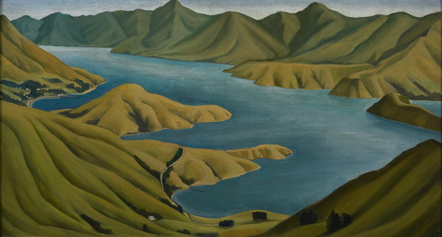 Oil painting of Akaroa Harbour