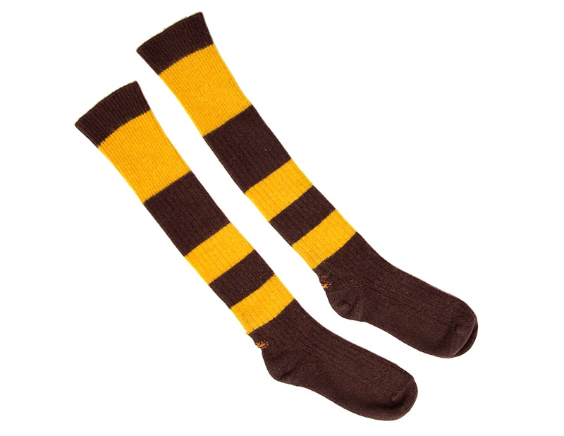 Brown and gold striped socks