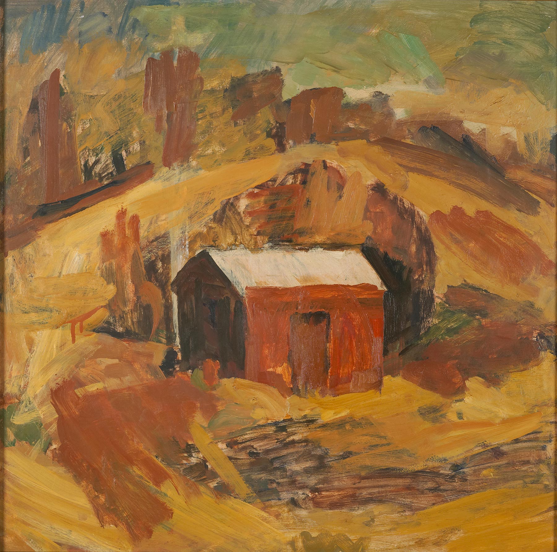 Oil painting of shed