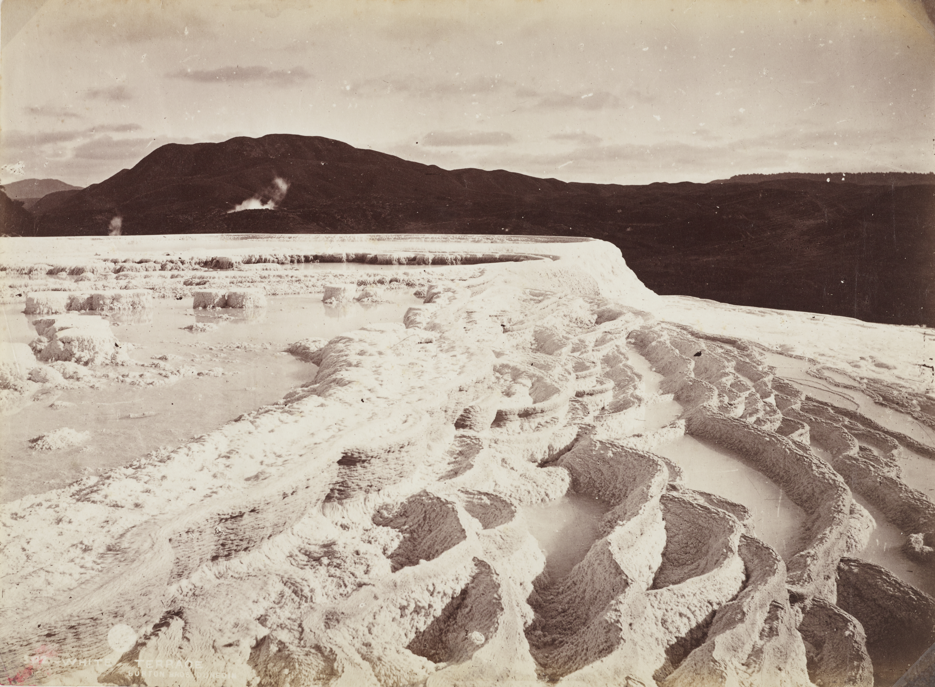 Albumen silver print photograph of the Pink and White Terraces