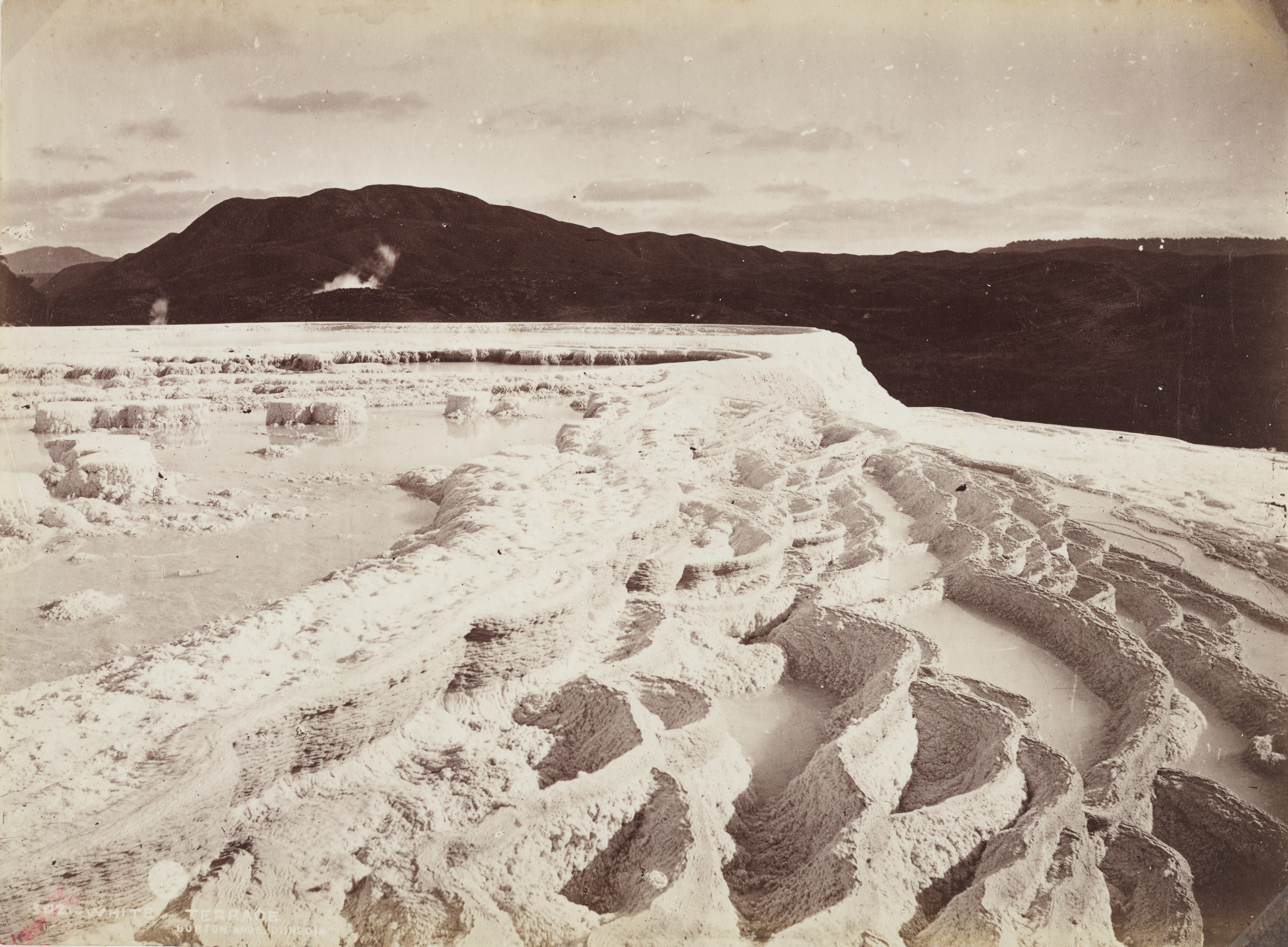 Albumen silver print photograph of the Pink and White Terraces