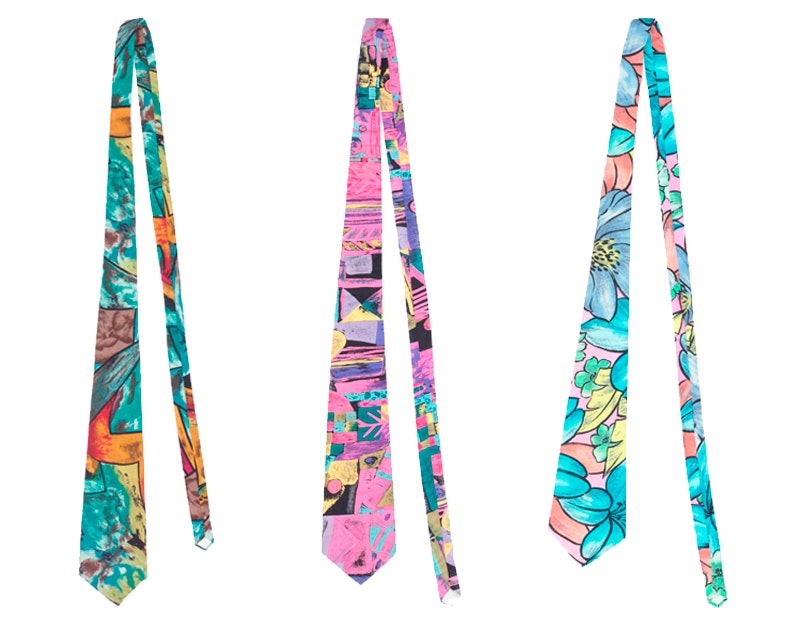3 ties in bright coloured prints