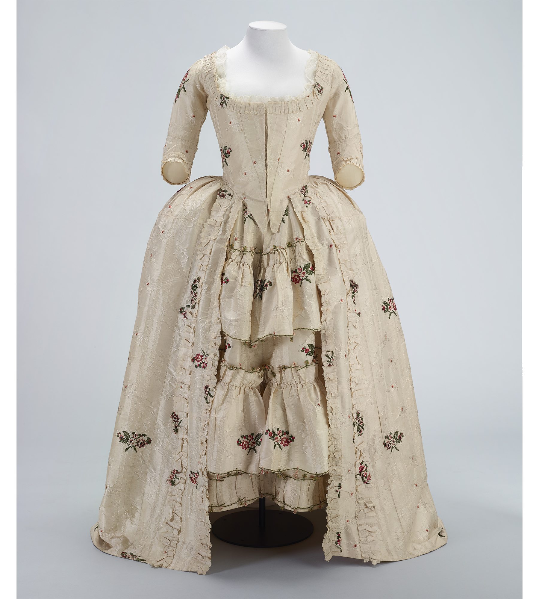 18th century cream embroidered dress