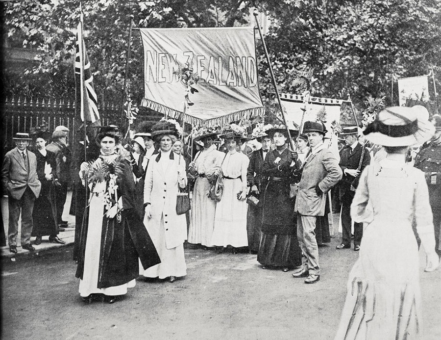 The New Zealand contingent in the Hyde Park suffrage procession