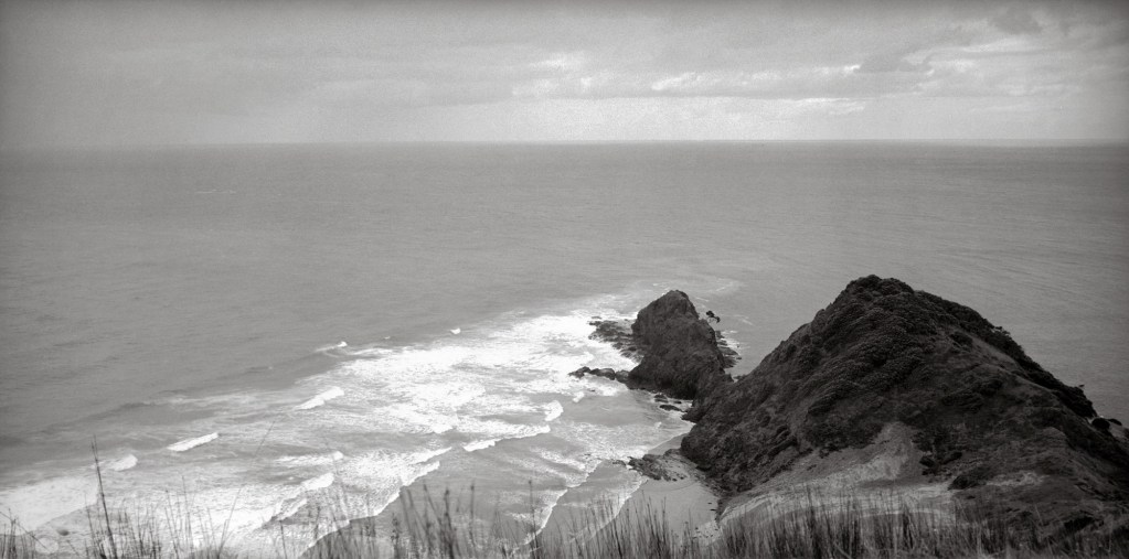 Black and white photograph of Cape Reinga, Northland