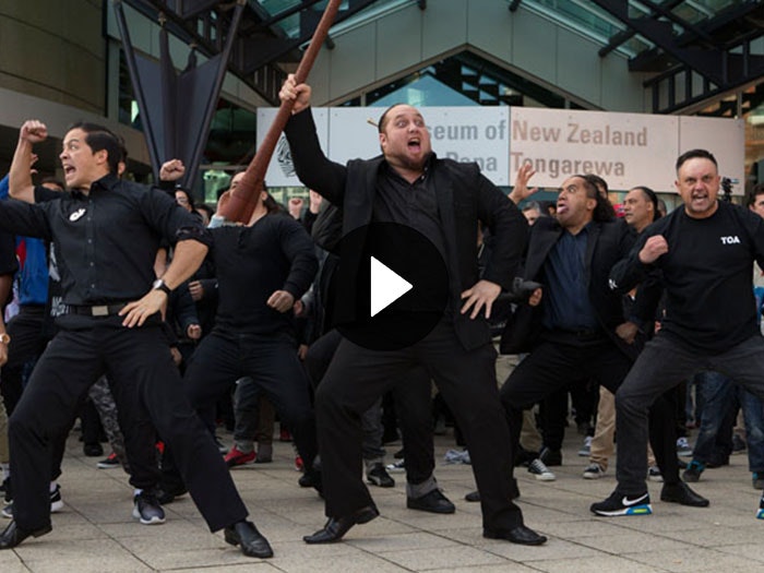 Iwi Ngāti Toa performing a haka at the opening ceremony of Whiti Te Rā!
