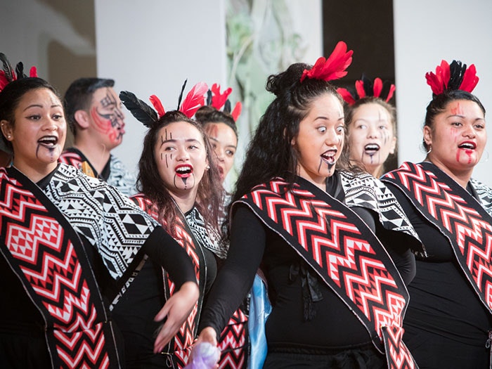 Kaumātua Kapa Haka. Photograph by Kate Whitley. Te Papa Women perform in a Kapa Haka