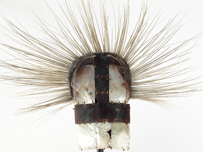 Crop of Ahu parau (chest apron), 1700s, Society Islands, maker unknown. Gift of Lord St Oswald, 1912. CC BY-NC-ND licence (link is external). Te Papa (FE000336/1) =""