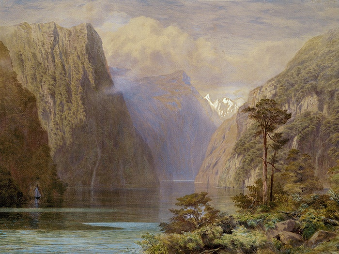 Watercolour painting of Milford Sound