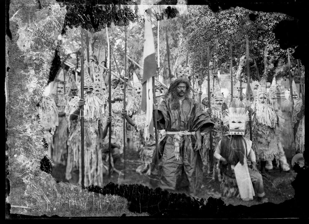 Men dressed in traditional costumes ready for a performance