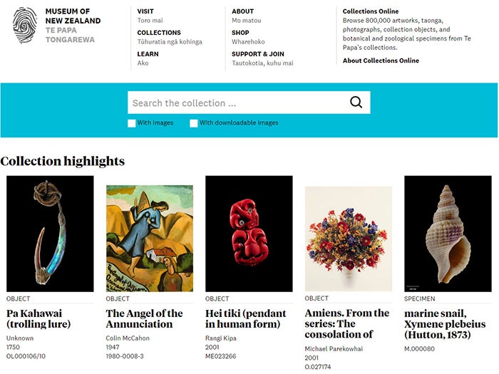 Collections Online homepage screenshot