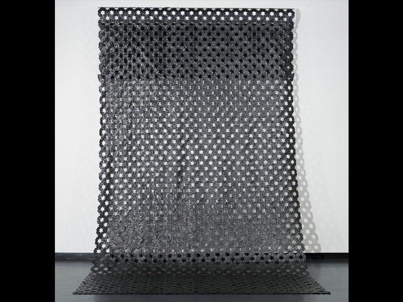 Ani O’Neill, Star by night, 1994, black florist’s ribbon and thread. Te Papa (1997-0037-1) =""