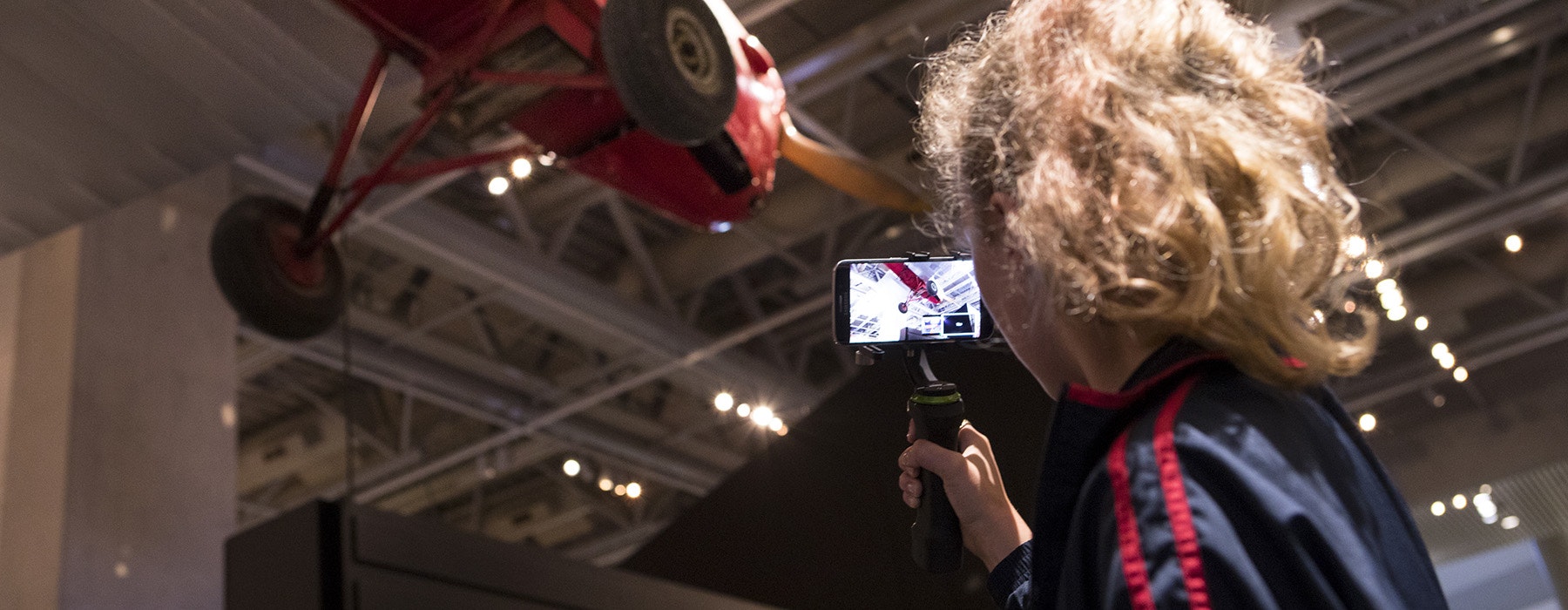 A school pupil gives a virtual tour of one of Te Papa's exhibtion spaces