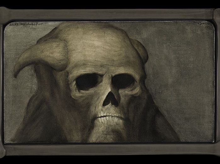 Tony Fomison, Hill top watcher, 1976, oil on canvas. On loan from Christchurch Art Gallery Te Puna o Waiwhetū; N Barrett Bequest Collection, purchased 2010