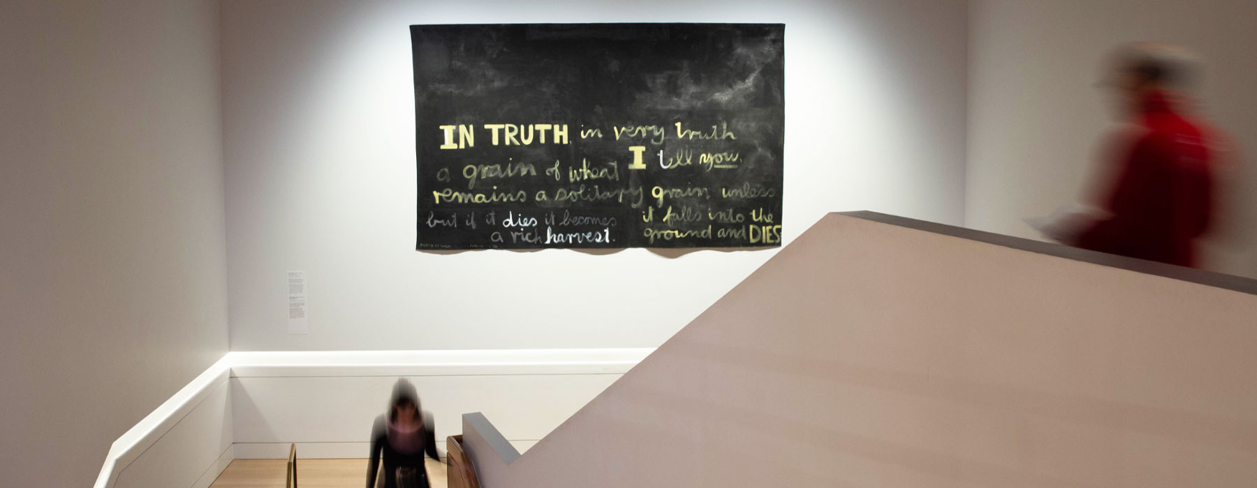 Visitors in an art gallery