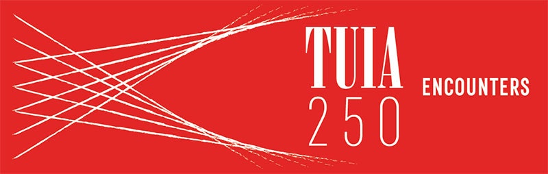 Tuia – Encounters 250 logo on a red background