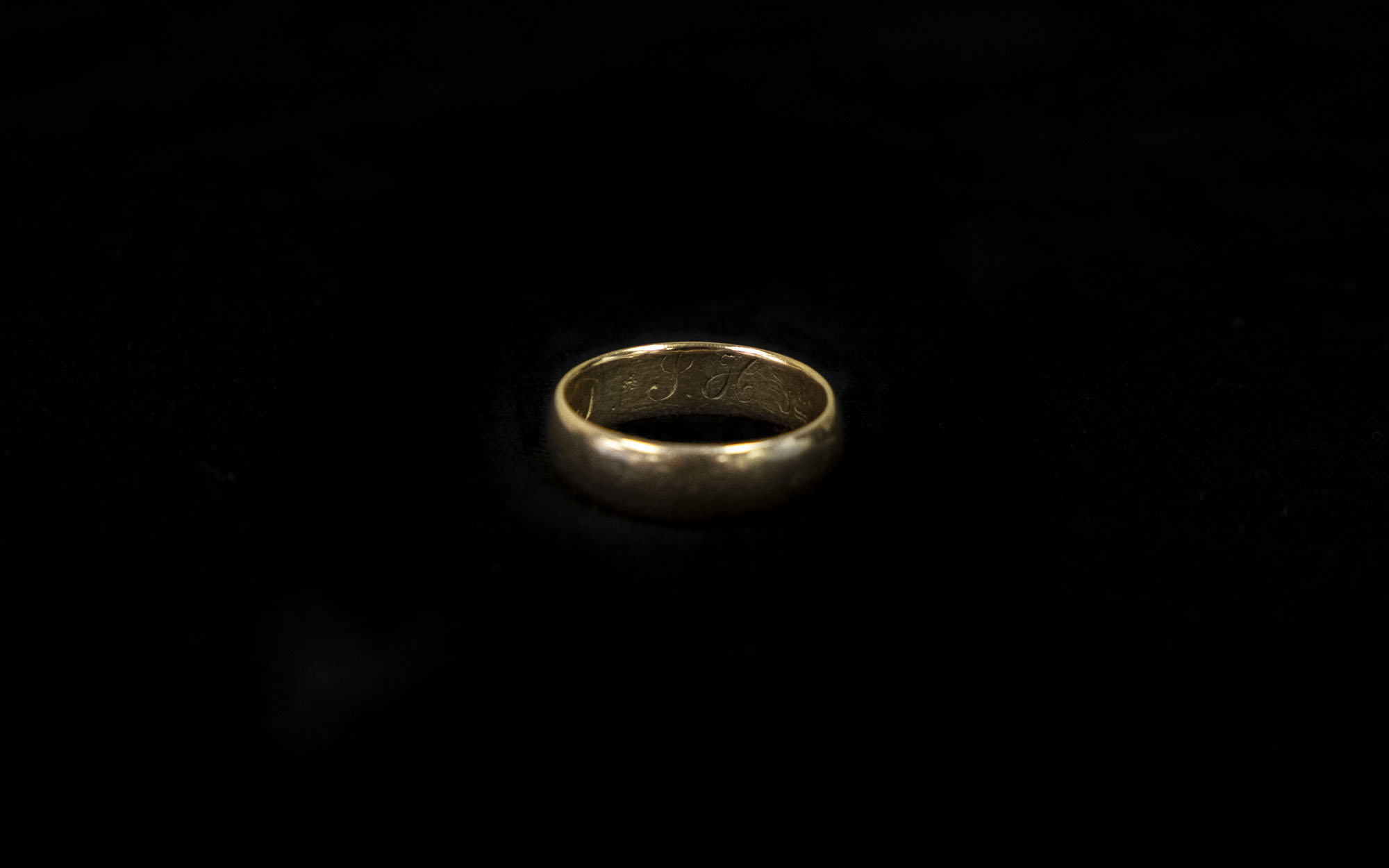A ring with initials inscribed on the inside