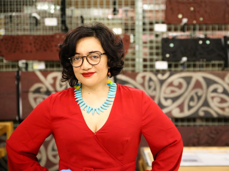 Head of Mātauranga Māori Puawai Cairns in Āhuru Mōwai, 2018. Photo by Jack Fisher. Te Papa Head of Mātauranga Māori Puawai Cairns