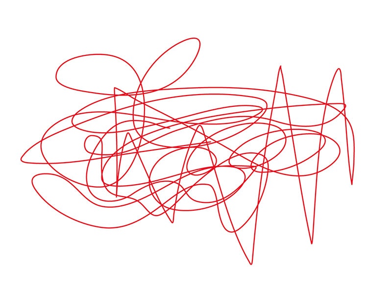 An abstract red squiggly drawing
