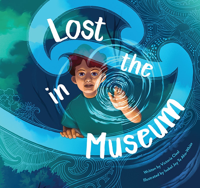 Book cover with Lost in the Museum written on it with a picture of a small boy looking like he is under water