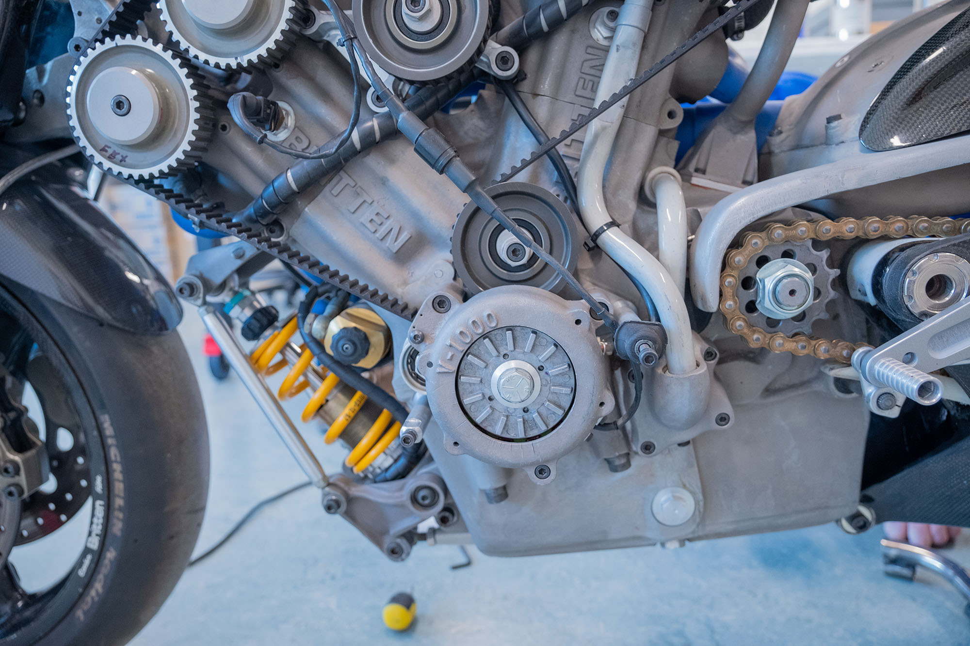 Close up of the Britten Bike engine