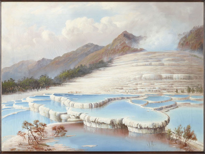 Painting of White Terraces, Tarawera