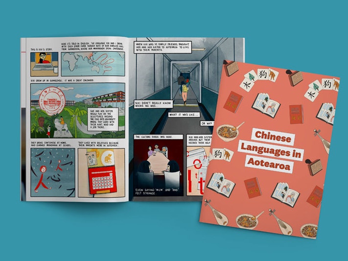 Graphic showing the Chinese Languages in Aotearoa zine