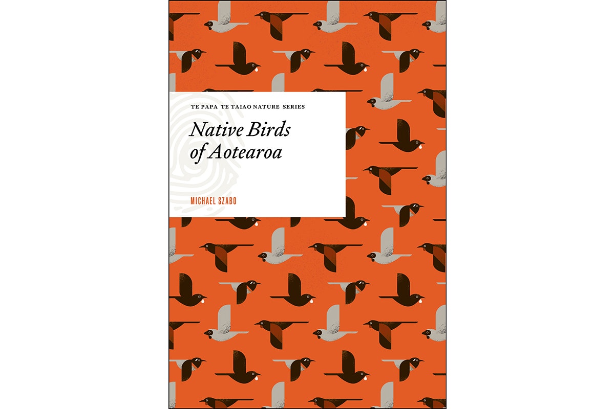 A book cover with a lot of stylised birds on it