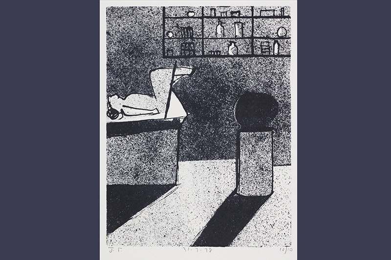 A dark blue strip with an image at one end depicting a woman in a maternity unit