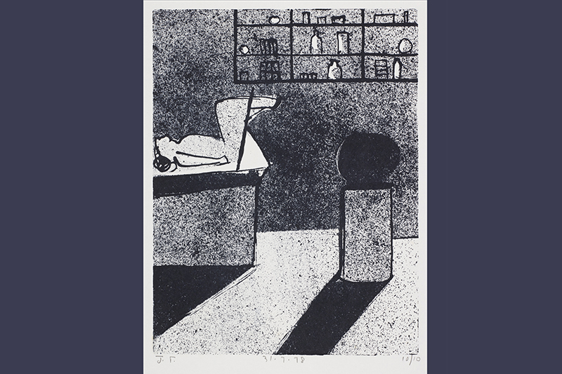A dark blue strip with an image at one end depicting a woman in a maternity unit