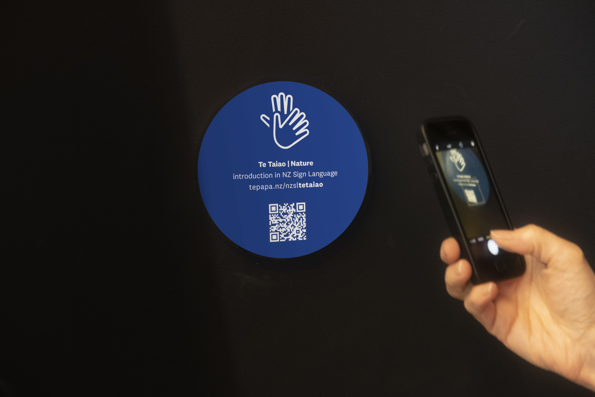 Person holding the NZSL audio guide in their hand
