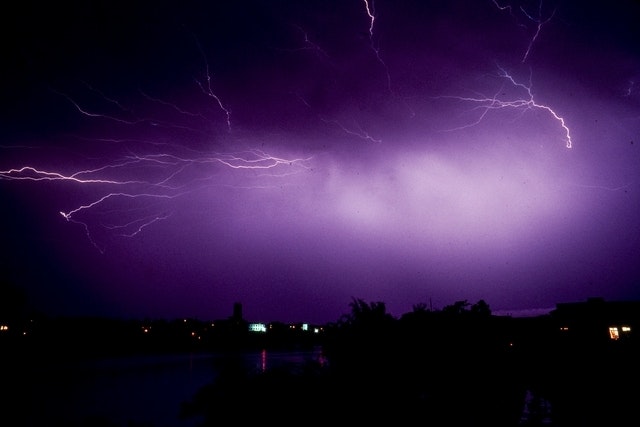 Photograph of a vivid purple Electric storm