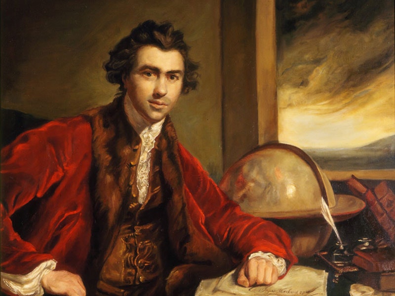 Portrait of Joseph Banks, seated in a red coat