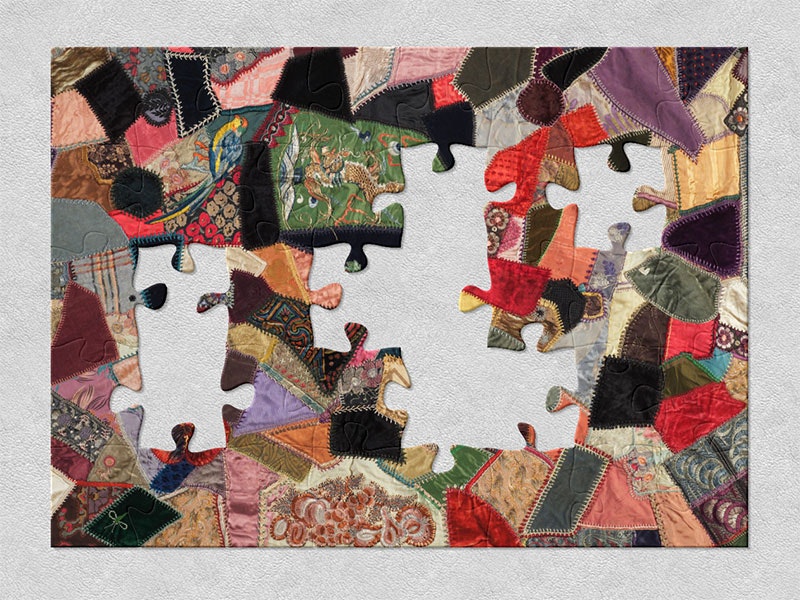 Quilt, about 1920, New Zealand, by Frances Broad. CC BY-NC-ND 4.0. Te Papa (GH016392) 1920s crazy patchwork quilt created using a wide variety of textiles which reflect the diversity of textiles used in fashion at this time