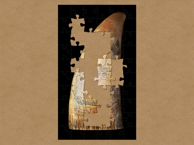 Scrimshaw, about 1840, maker unknown. Bequest of Mrs Dorothy Hunter, 1956. CC BY-NC-ND 4.0. Te Papa (GH006340) Whale tooth with a tall ship engraved on it